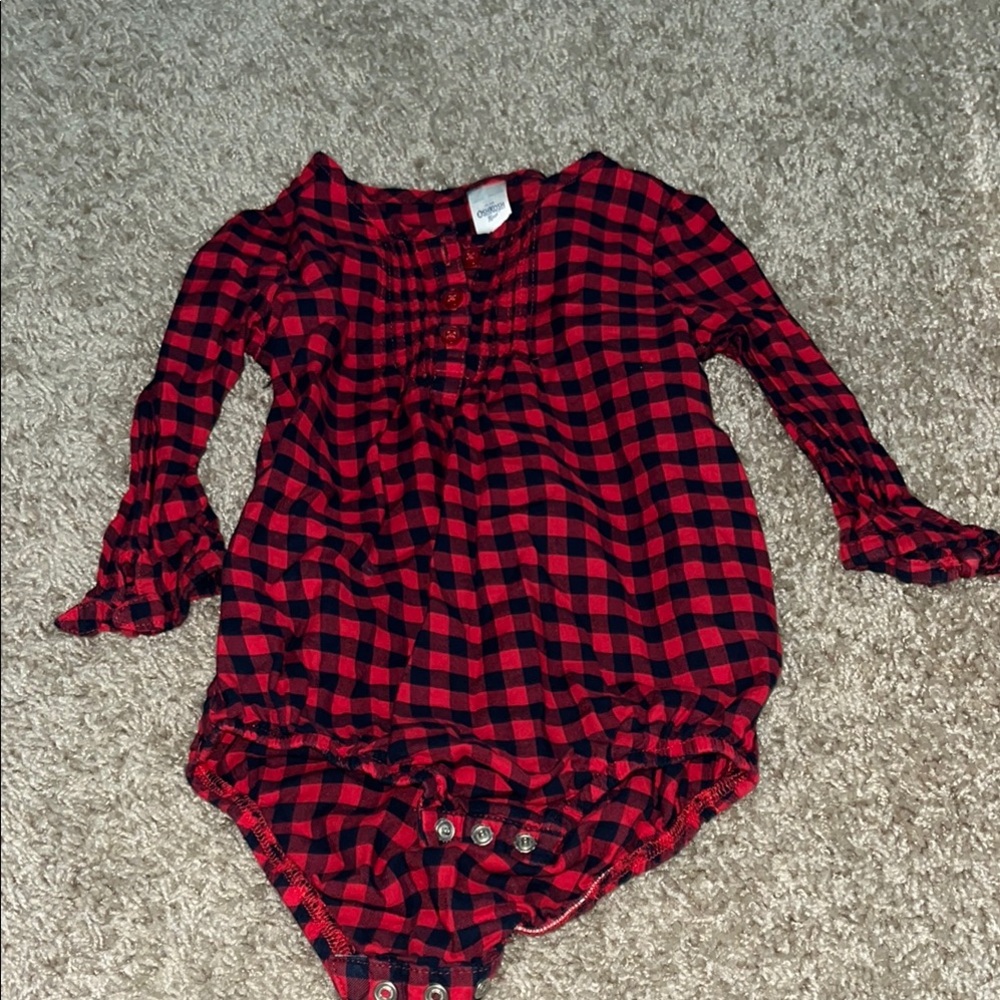 Red and Black Plaid Baby Onesie